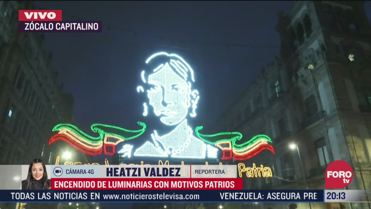 luminarias con motivos patrios en Zócalo de CDMX 2020 dedicado a Leona Bicario