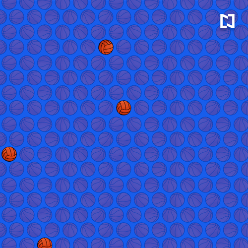 Respuesta al reto visual y encuentra los balones de voleibol entre los de basquetbol, ilustración