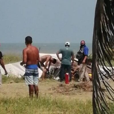 Se desploma avioneta en playas de Tecolutla, Veracruz; hay un muerto