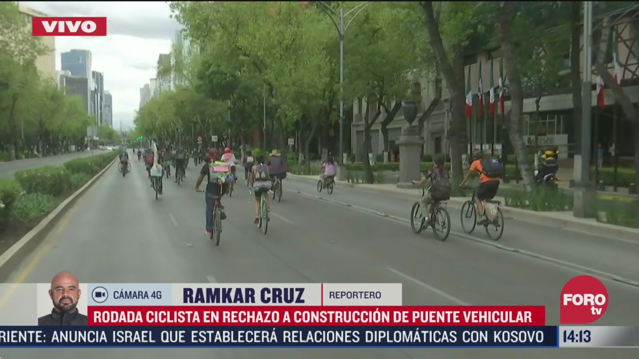 se registra rodada ciclista en reforma para protestar contra puente vehicular en cuemanco