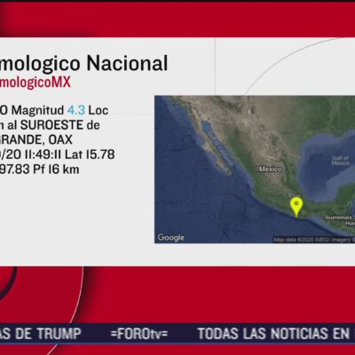 Sismo de magnitud 4.3 se registra en Río Grande, Oaxaca