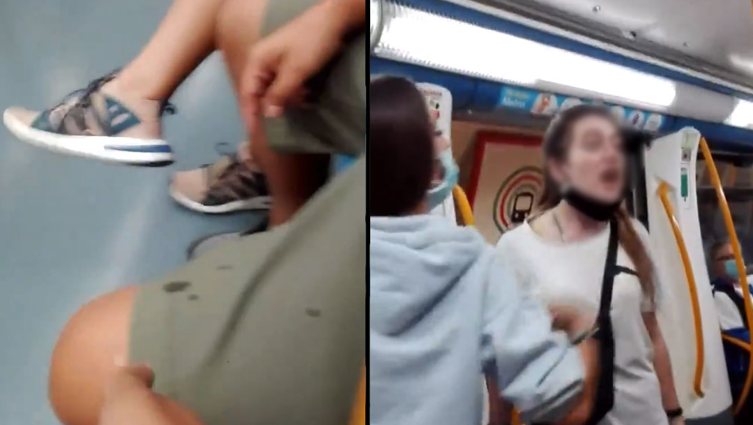 En video quedó registrado el momento en el que tres adolescentes agreden y lanzan insultos racistas en metro de Madrid, Captura de Pantalla