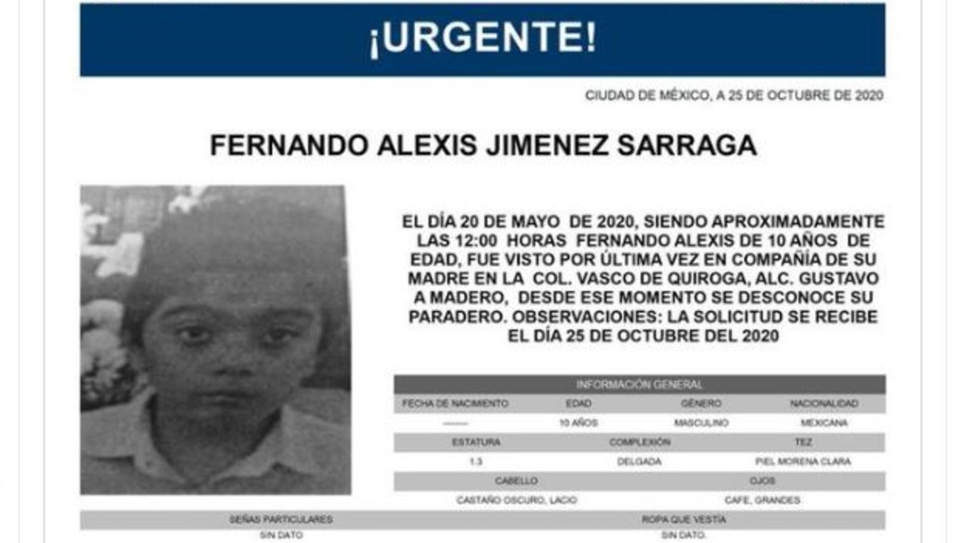 Activan Alerta Amber para localizar a Fernando Alexis Jiménez Sarrag