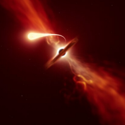 Este video muestra cómo un agujero negro succiona una estrella cercana