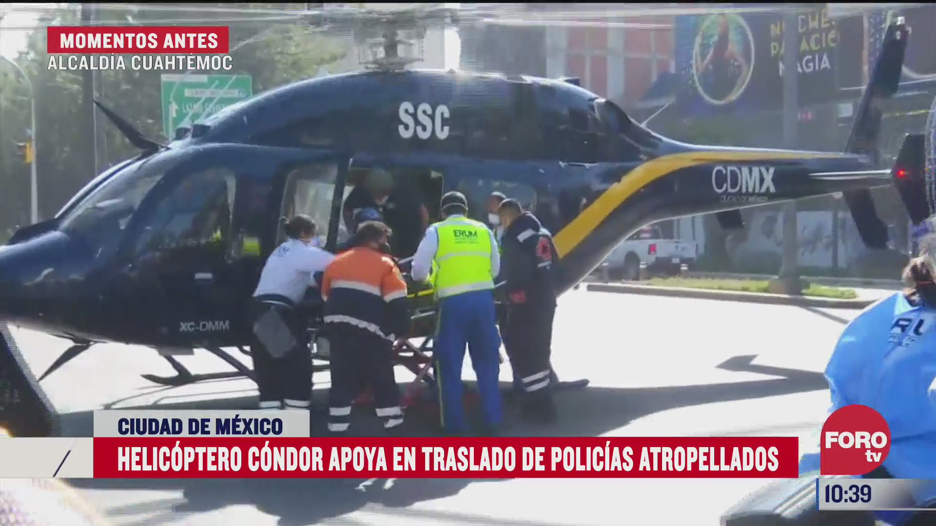 helicoptero condor apoya en traslado de policias atropellados en cdmx