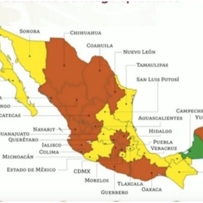 Campeche, el único estado en semáforo verde; 17 siguen en naranja y 14 en amarillo