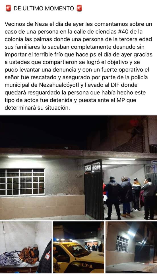 Denuncian maltrato físico contra abuelito en Las Palmas, Nezahualcóyotl