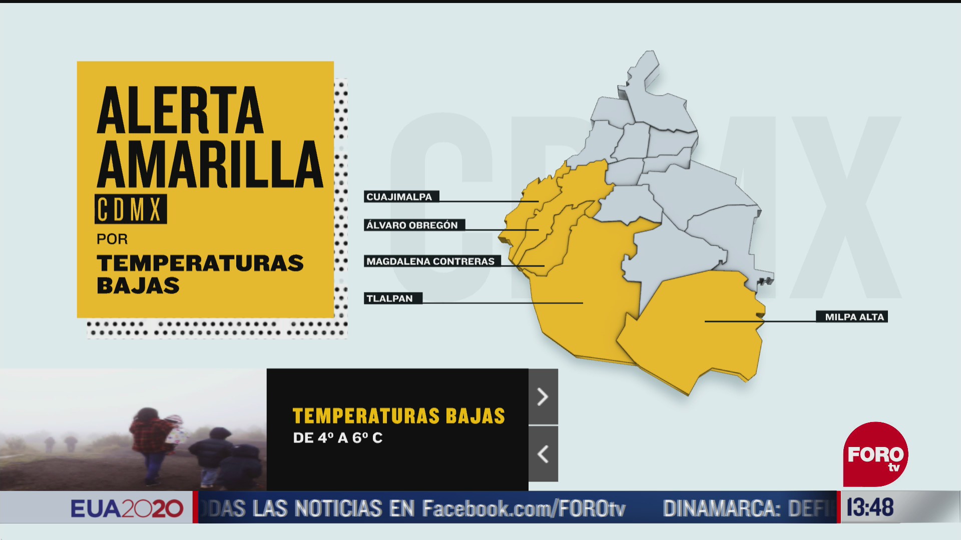 autoridades capitalinas activan la alerta amarilla debido a que se espera un fuerte descenso en la temperatura en alvaro obregon cuajimalpa magdalena contreras milpa alta y tlalpan