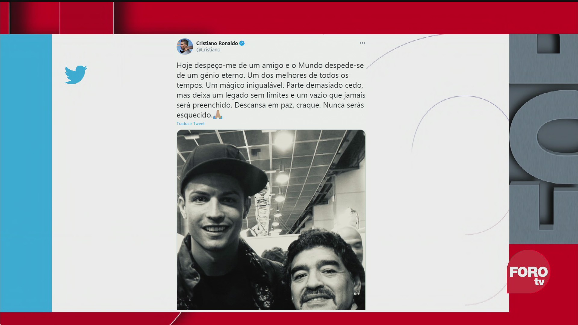 cristiano ronaldo lamenta en redes sociales la muerte de maradona
