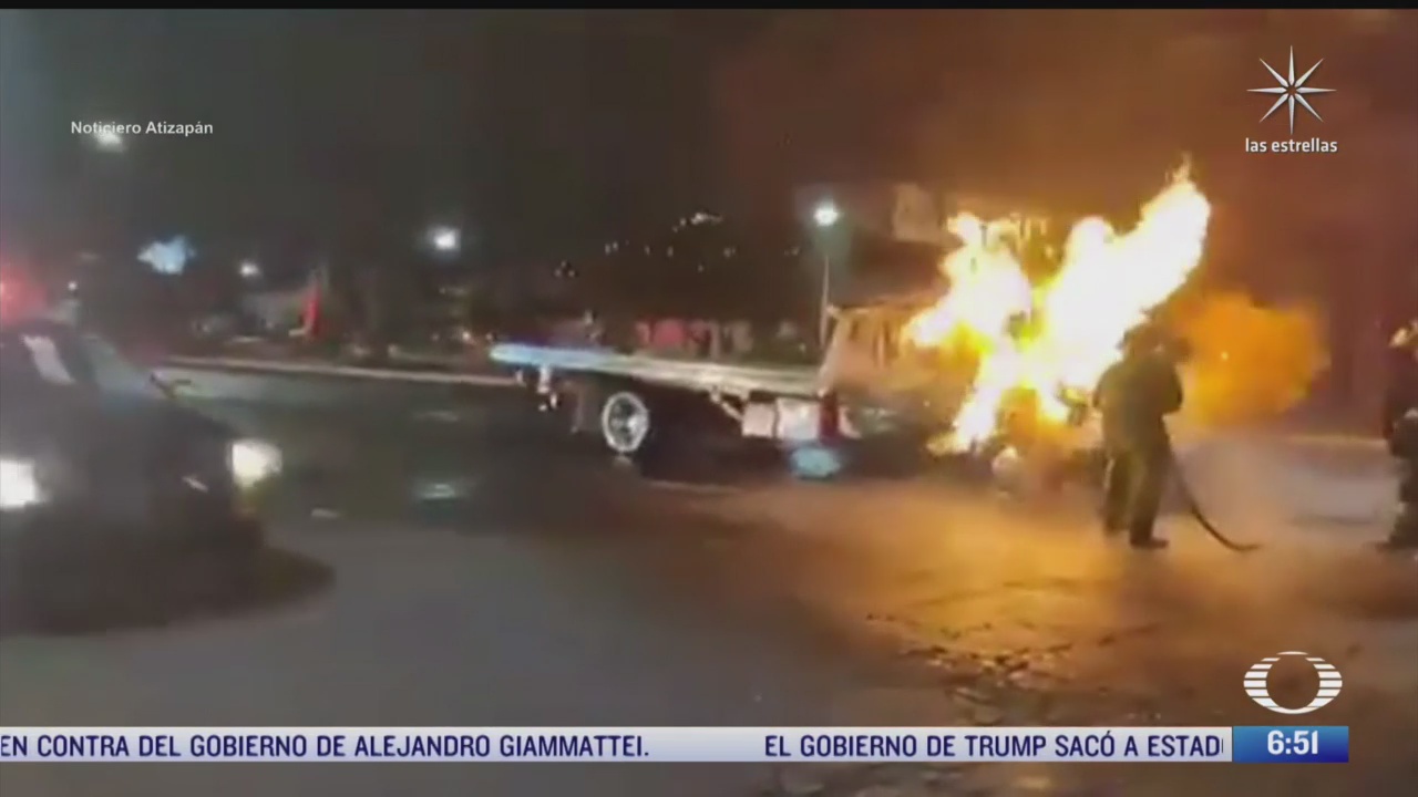 enfrentamiento de transportistas deja tres gruas quemadas en edomex
