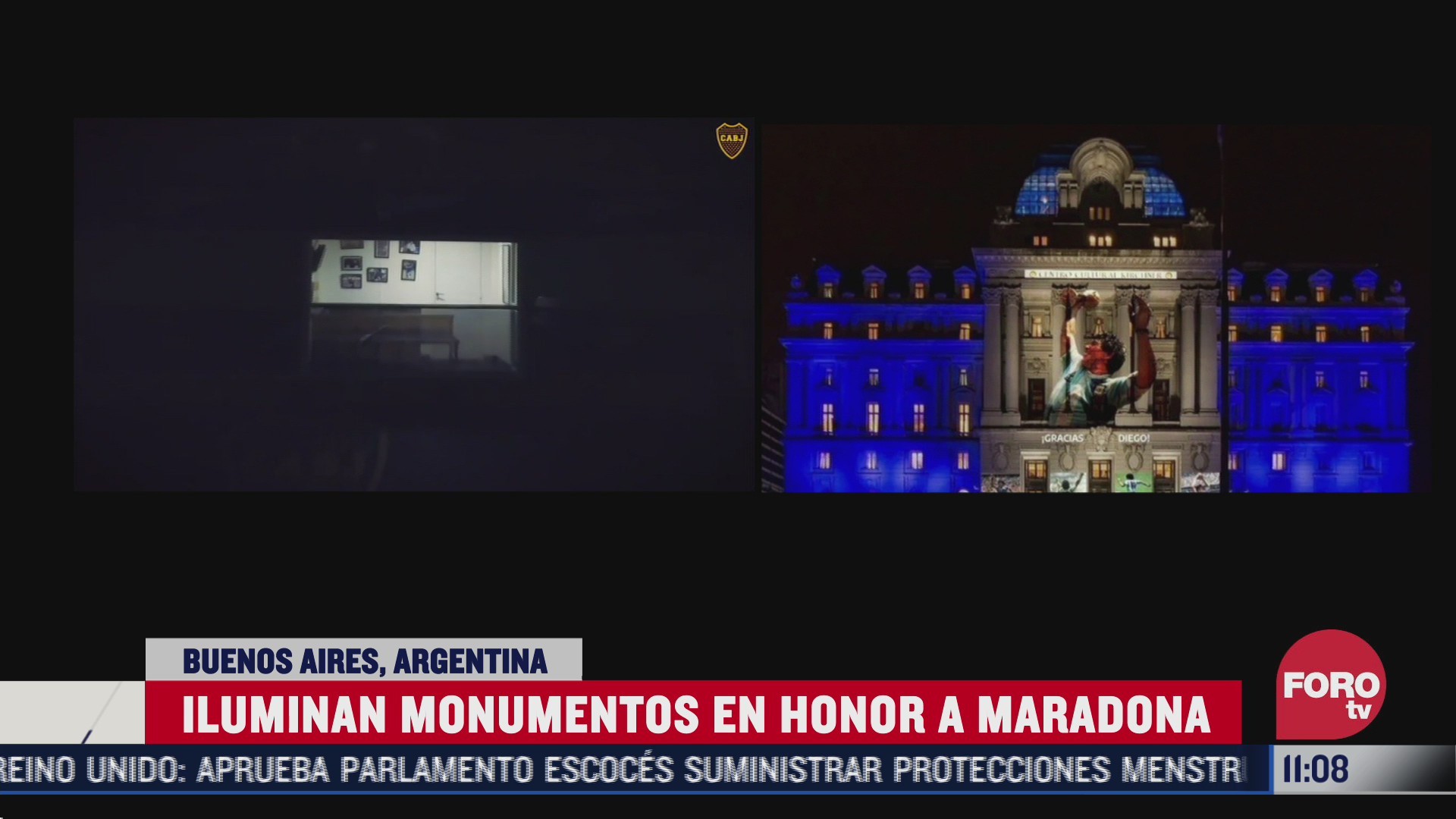 iluminan monumentos de argentina por muerte de maradona