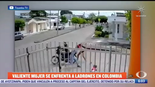 mujer se enfrenta a ladrones en colombia