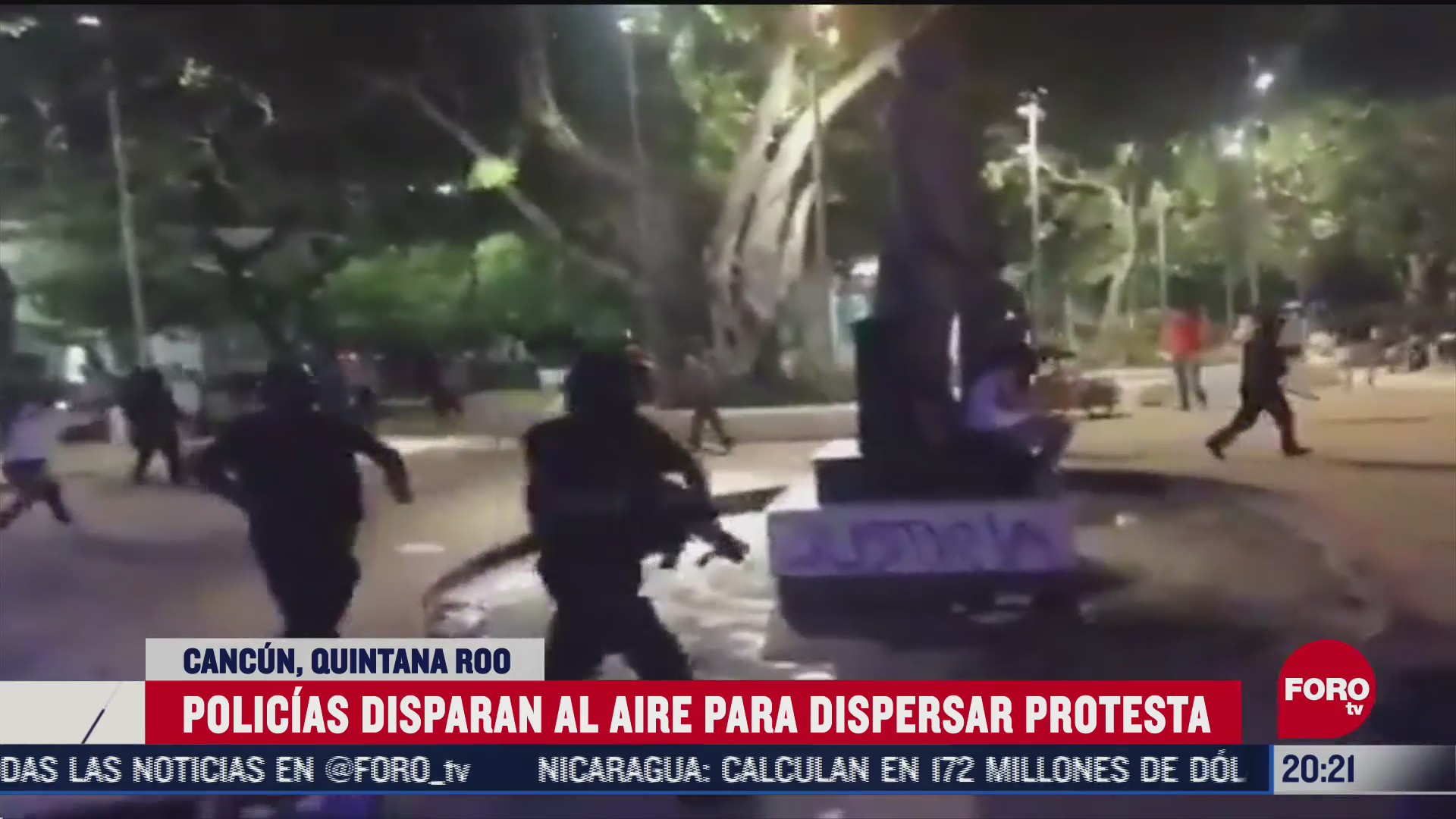 policias disparan al aire para dispersar a manifestantes en cancun