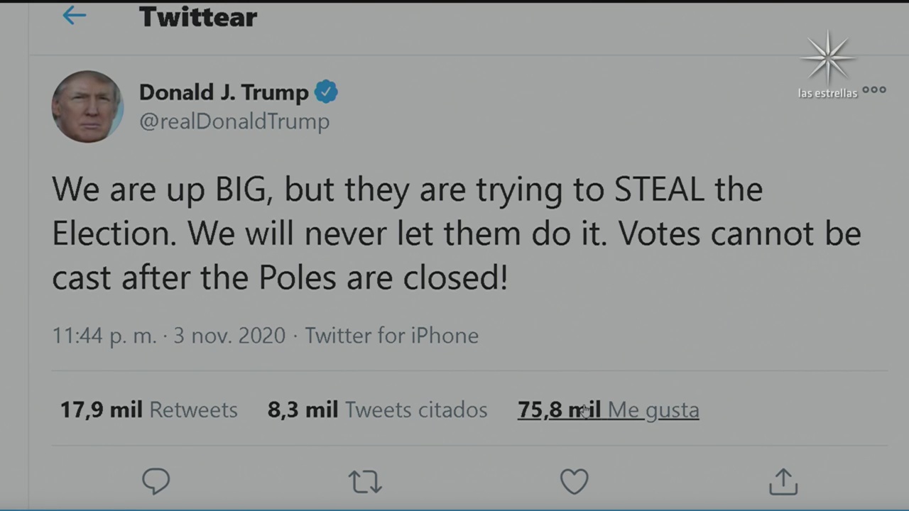 tratan de robarnos la eleccion dice trump en twitter