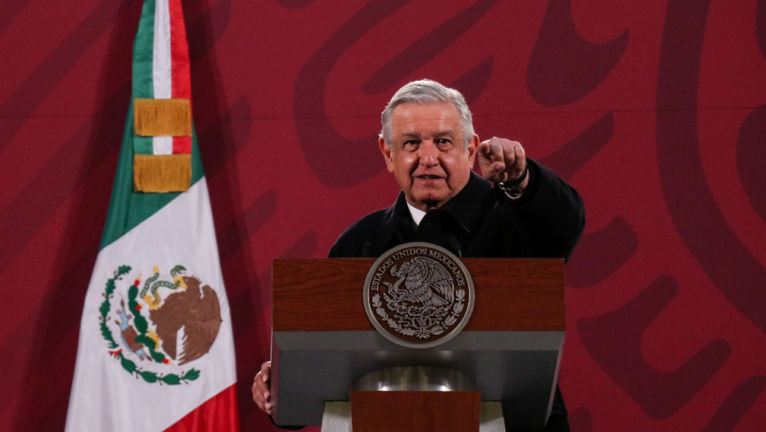 Andrés Manuel López Obrador, presidente de México, durante la conferencia mañanera en Palacio Nacional