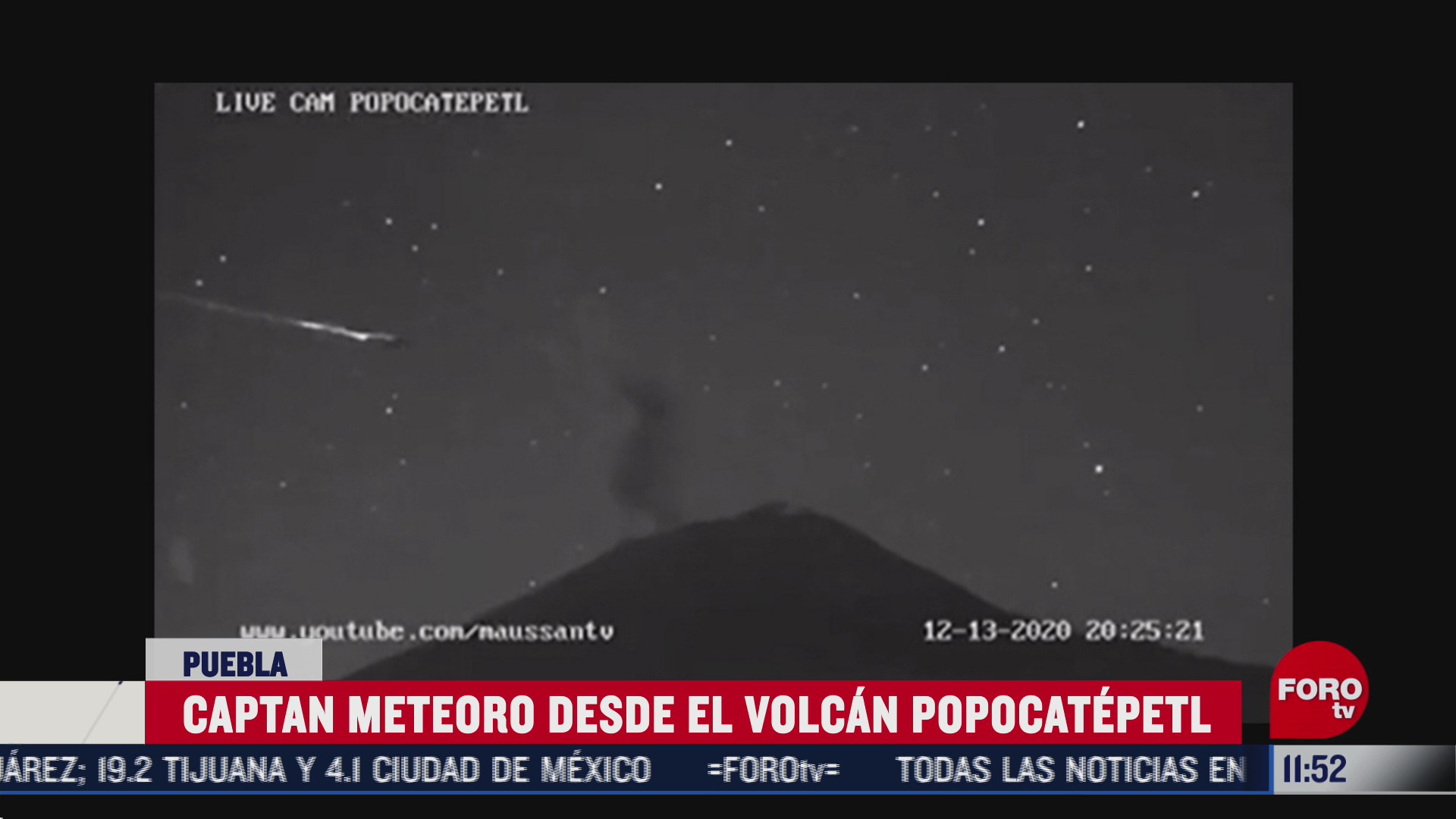 captan meteoro desde el volcan popocatepetl