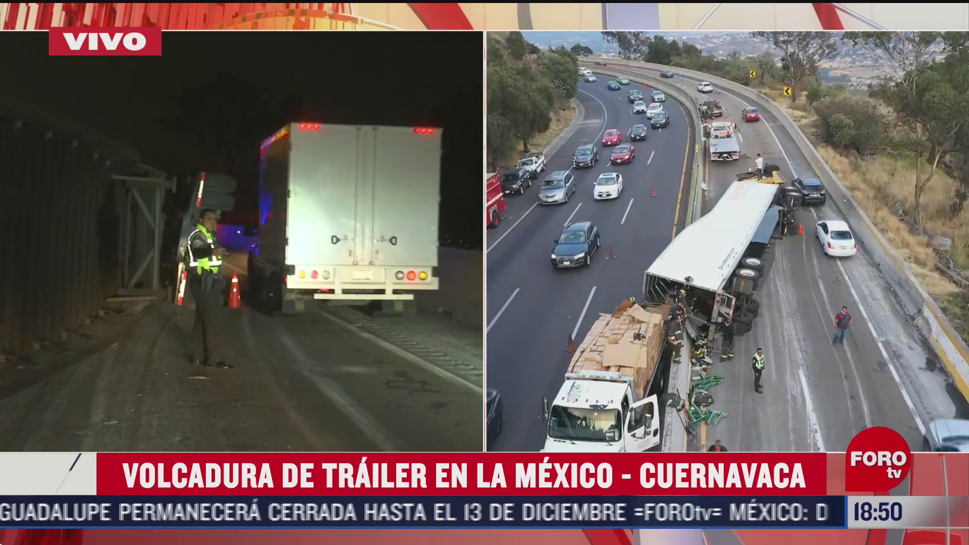 cerraran autopista mexico cuernavaca para retirar trailer tras volcadura