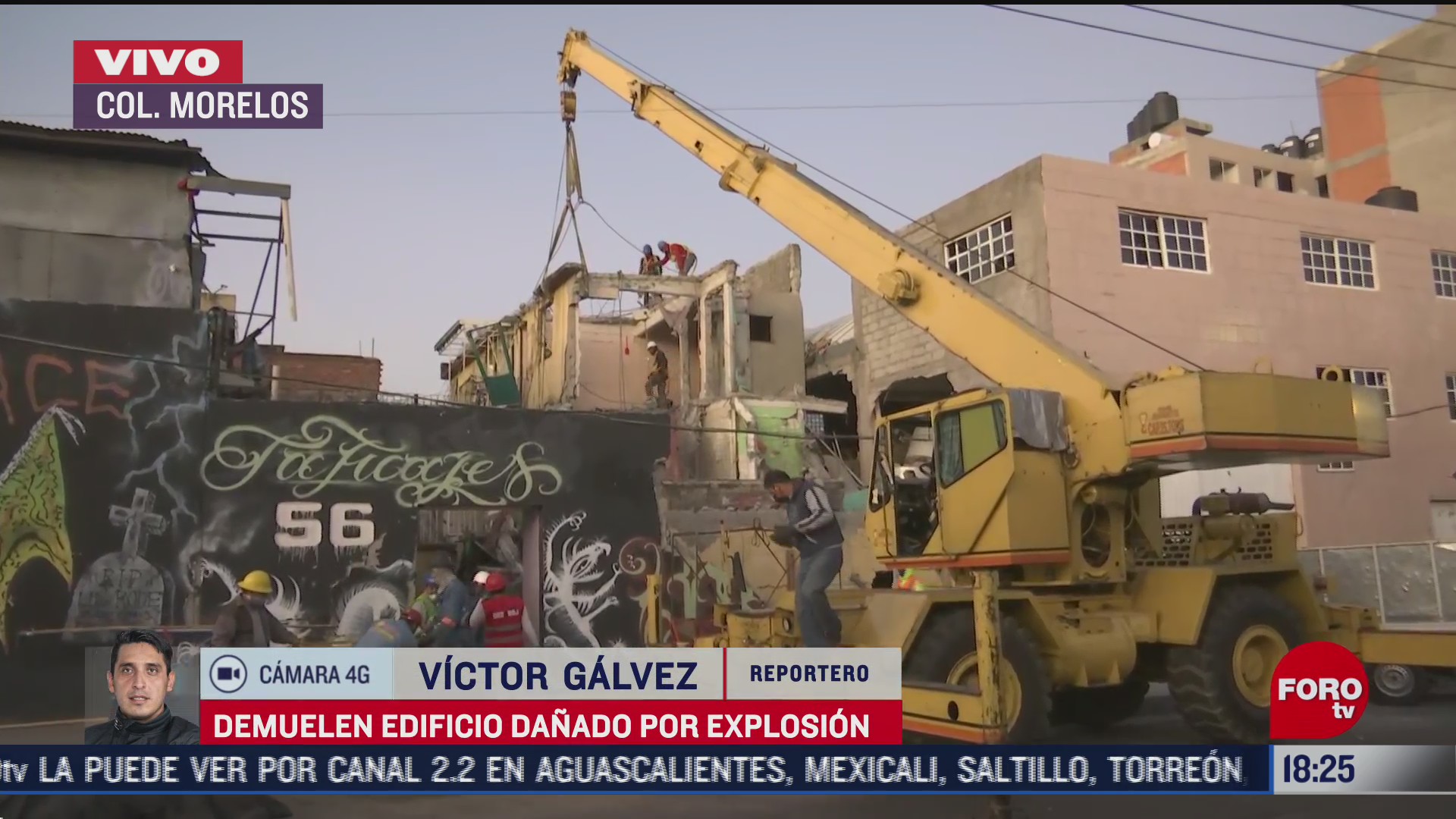 Demolición de edificio dañado tras explosión en colonia Morelos CDMX