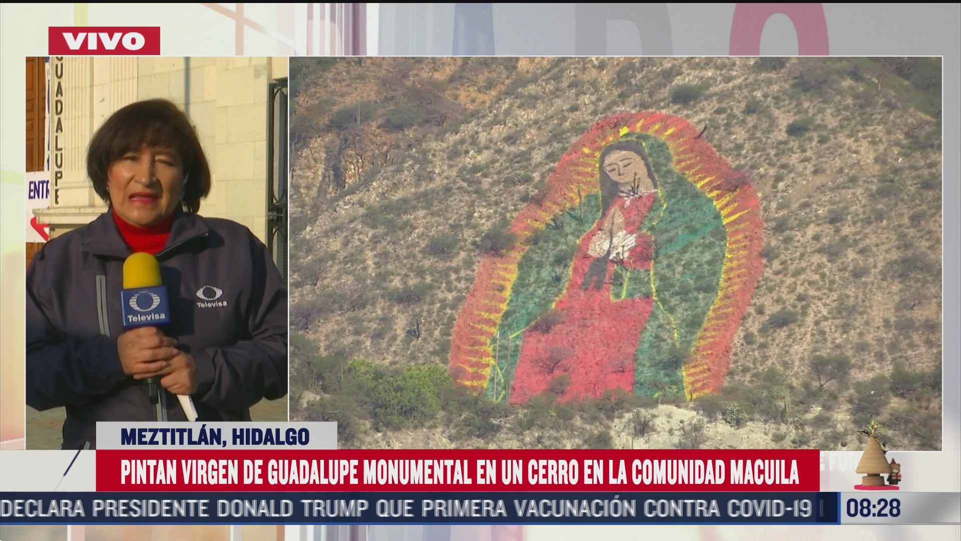 pintan monumental virgen de guadalupe en cerro de la comunidad macuila hidalgo