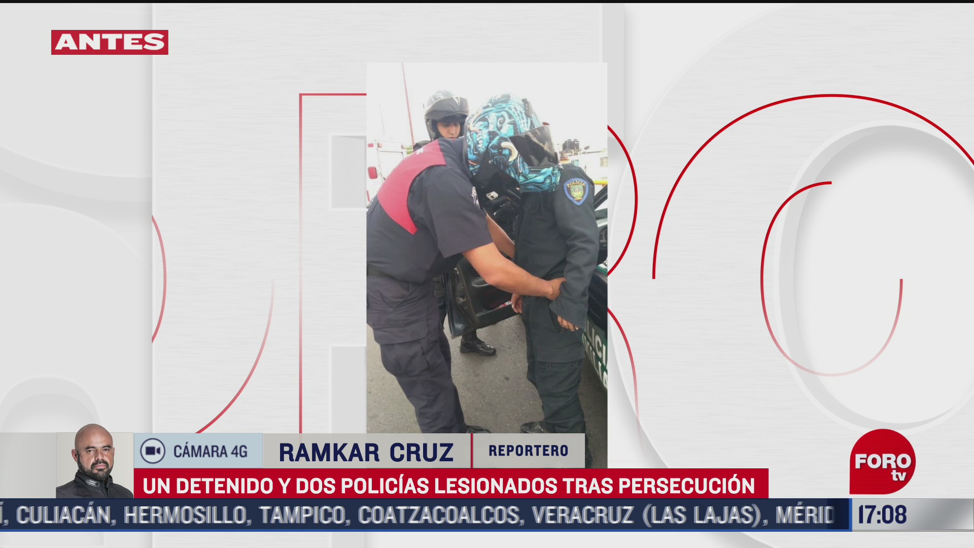 un detenido y dos policias lesionados tras persecucion en cdmx