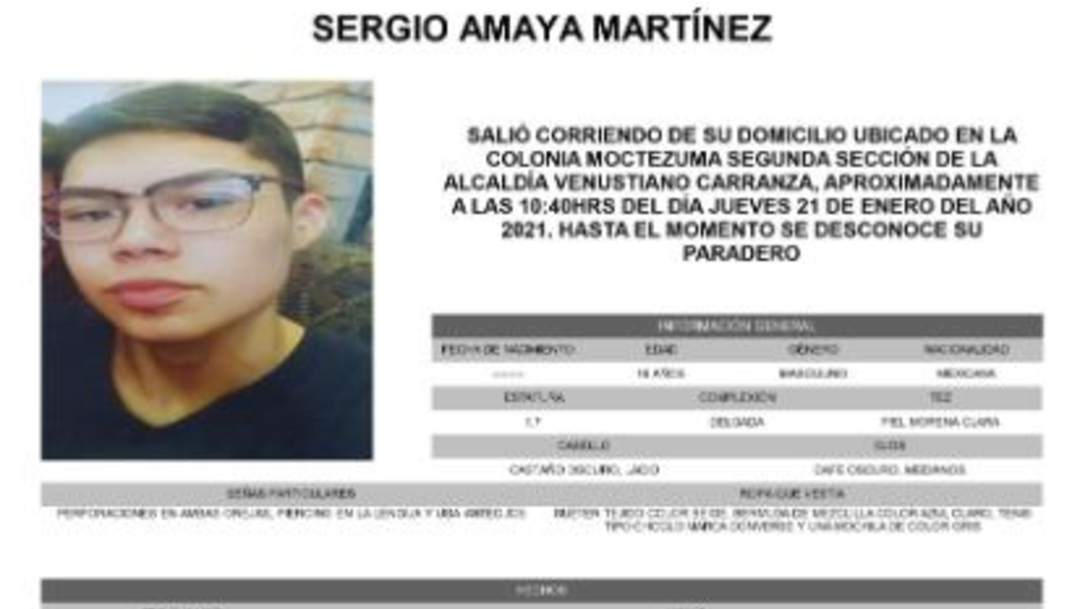 Activan Alerta Amber para localizar a Sergio Amaya Martínez