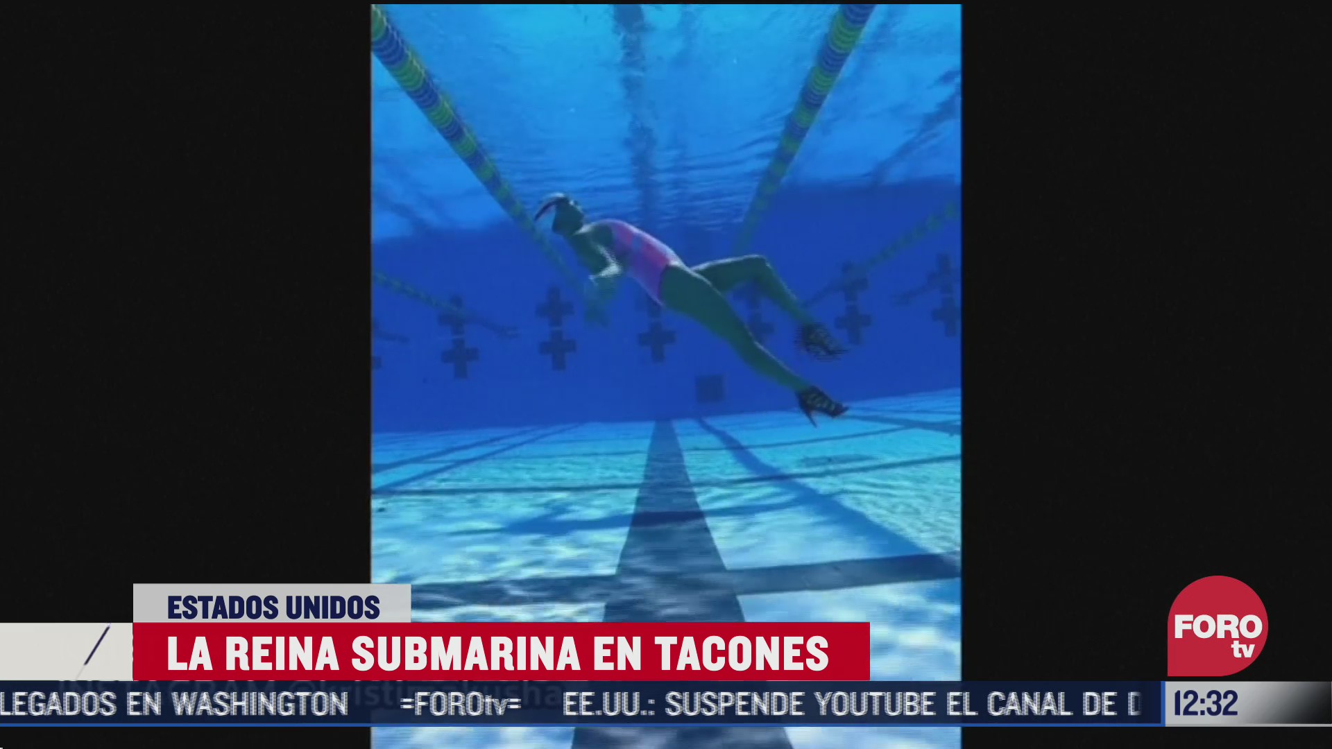 campeona de nado sincronizado muestra sus habilidades bajo el agua con tacones