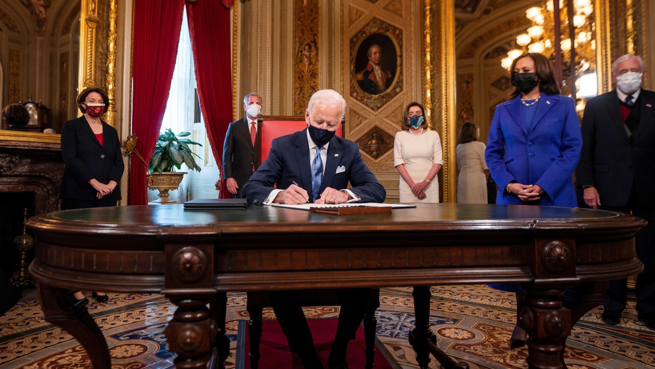 Joe Biden en la Sala de Presidentes del Capitolio de los Estados Unidos