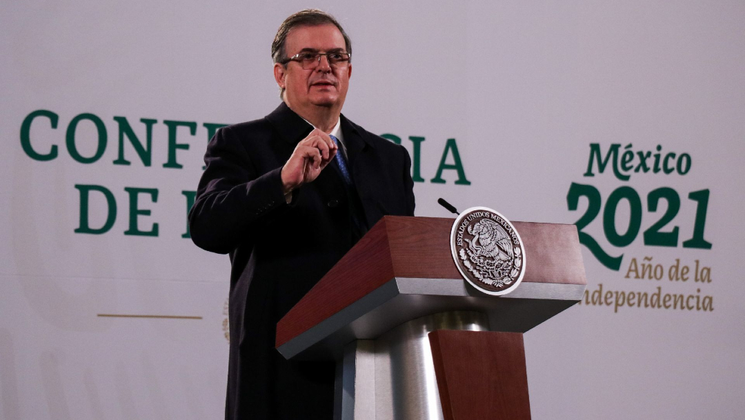 El canciller Marcelo Ebrard durante la conferencia de prensa sobre la exoneración del exsecretario Salvador Cienfuegos