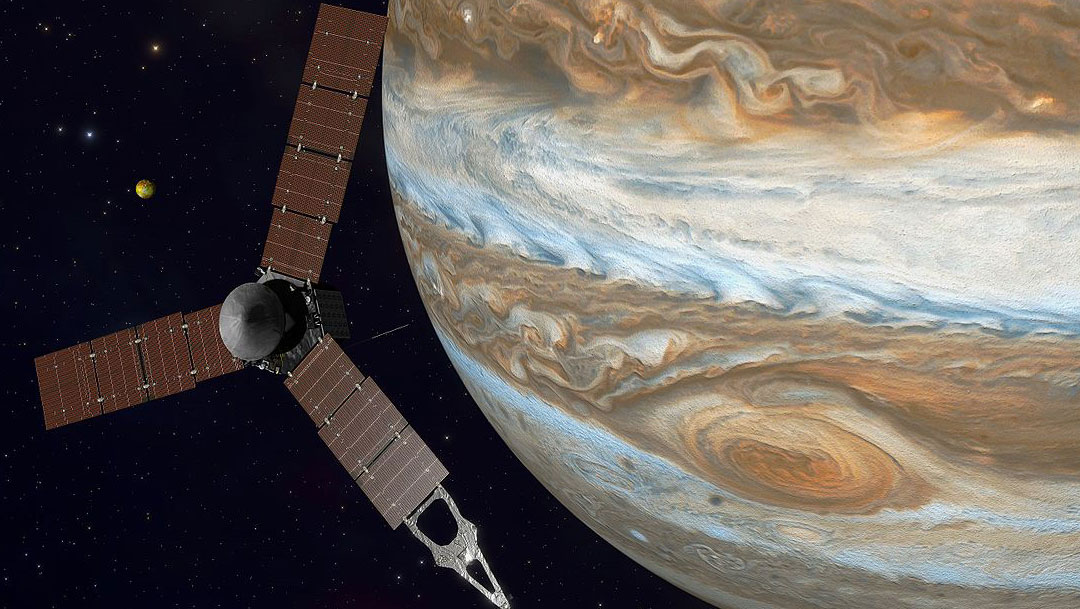 La señal de radio proveniente de Ganimedes, una de las lunas de Júpiter, fue captada con la sonda espacial Juno de la NASA