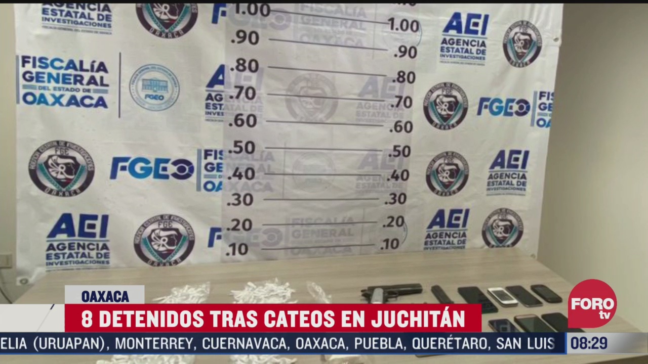 ocho detenidos y aseguramiento de droga en juchitan oaxaca
