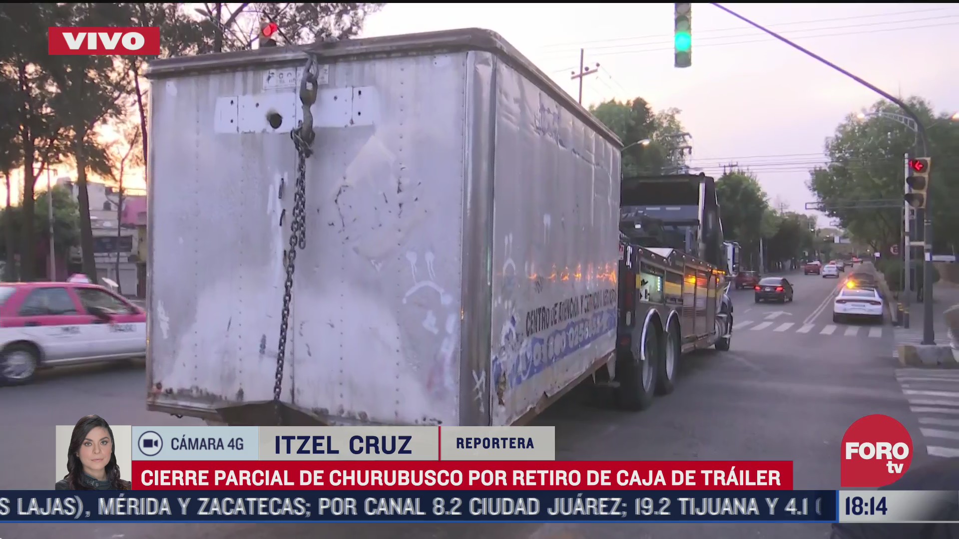 reabren circulacion en churubusco por retiro de caja abandonada de trailer