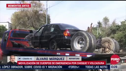 se registra volcadura en carretera mexico cuernavaca