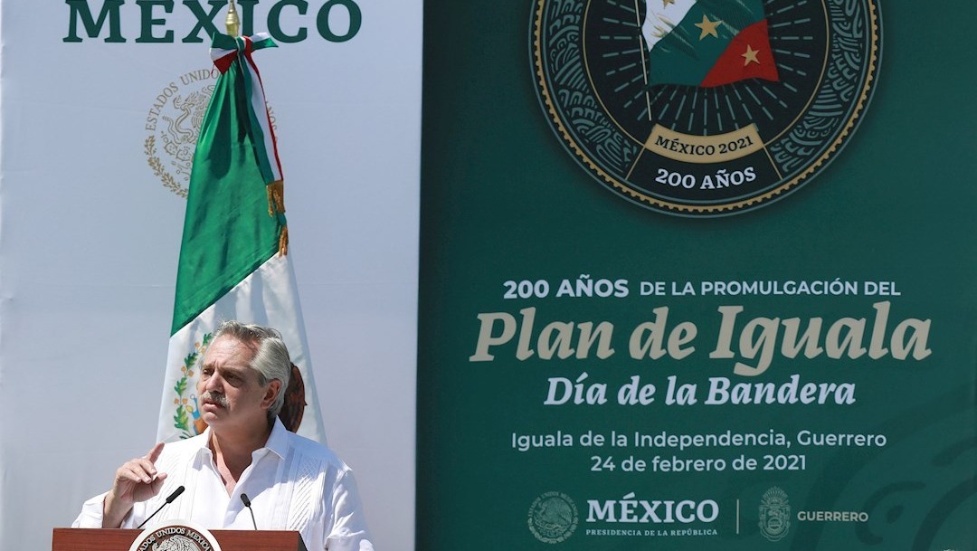 El presidente de Argentina, Alberto Fernández, en conmemoración de 200 años del Plan de Iguala (EFE)