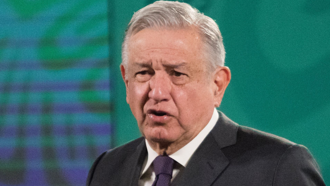 Andrés Manuel López Obrador en la conferencia de prensa en el salón Tesorería de Palacio Nacional