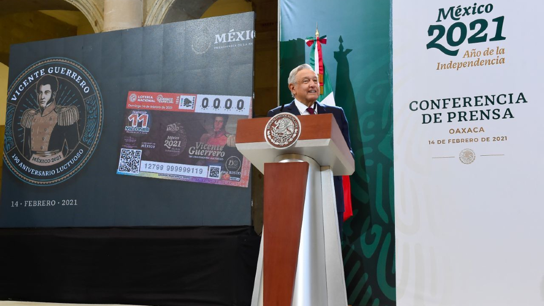 Andrés Manuel López Obrador, presidente de México, en conferencia de prensa en Palacio de Gobierno de Oaxaca