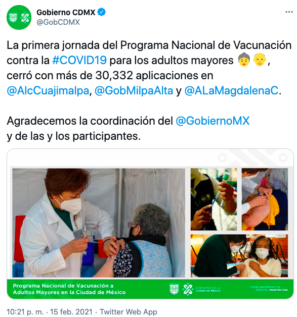 Más de 30 mil adultos mayores se vacunaron en CDMX contra COVID, superan objetivo