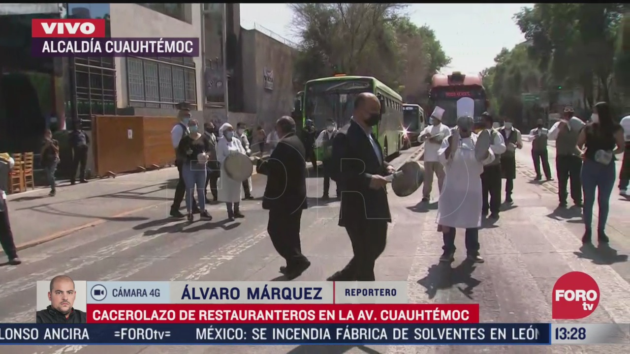 restauranteros se manifiestan sobre la avenida cuauhtemoc cdmx