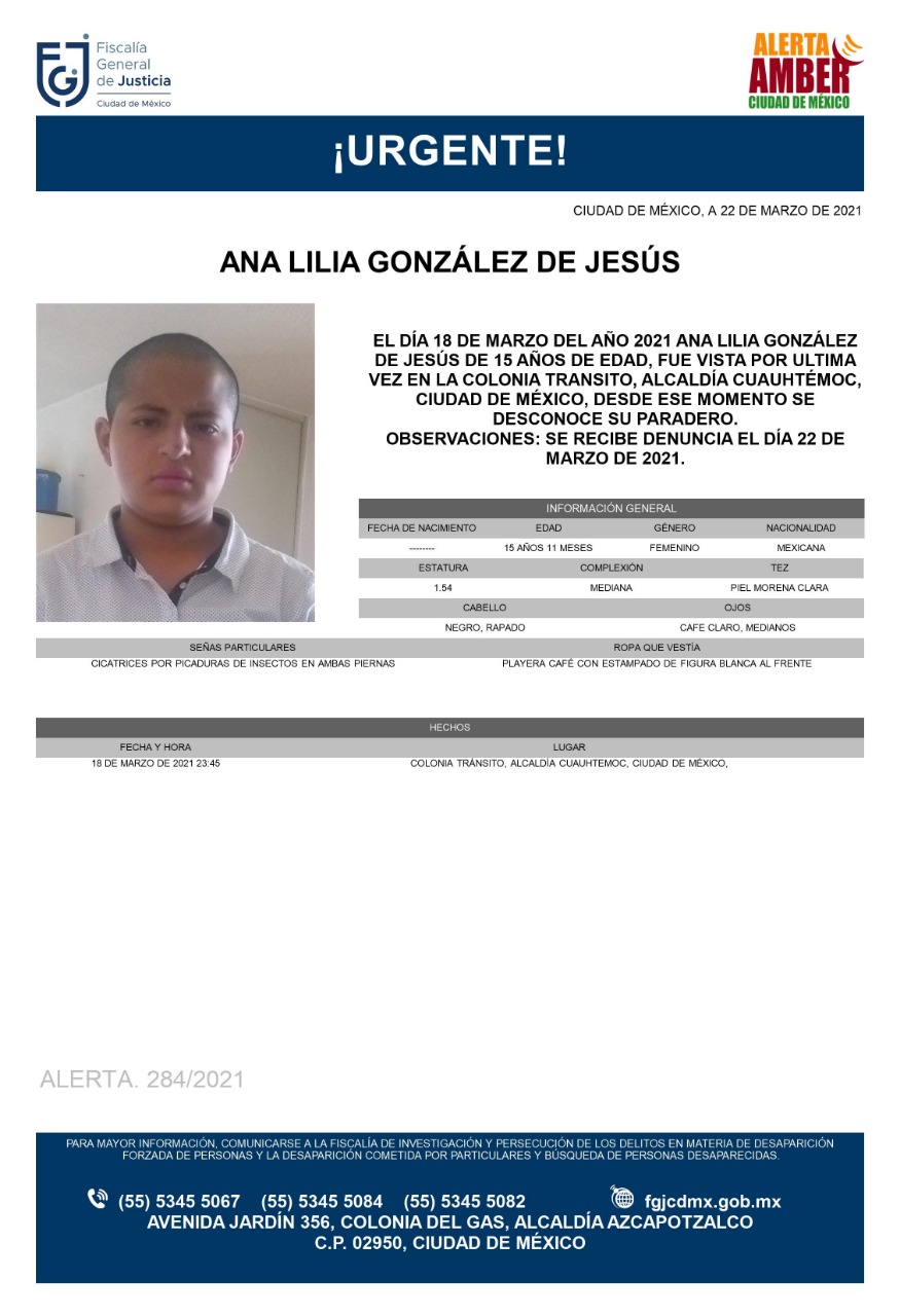 Activan Alerta Amber para Ana Lilia González de Jesús