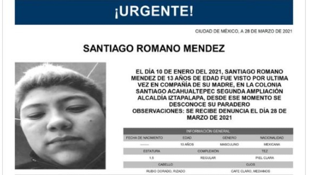 Activan Alerta Amber para localizar a Santiago Romano Méndez