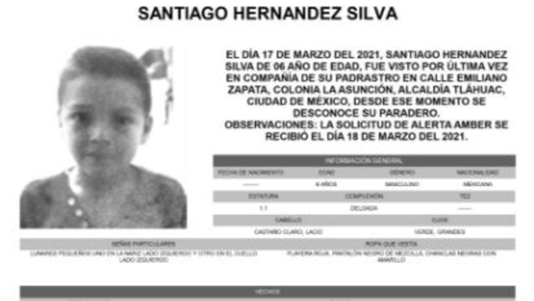 Activan Alerta Amber para localizar a Santiago Hernández Silva