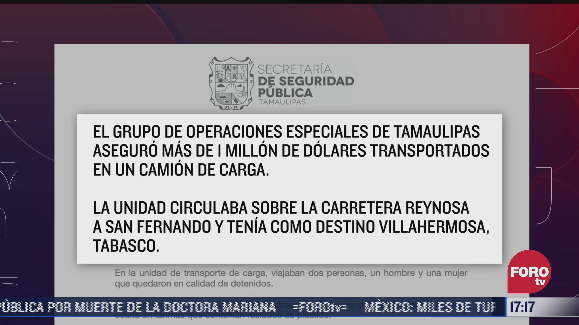 aseguran mas de 1 millon de dolares en tamaulipas
