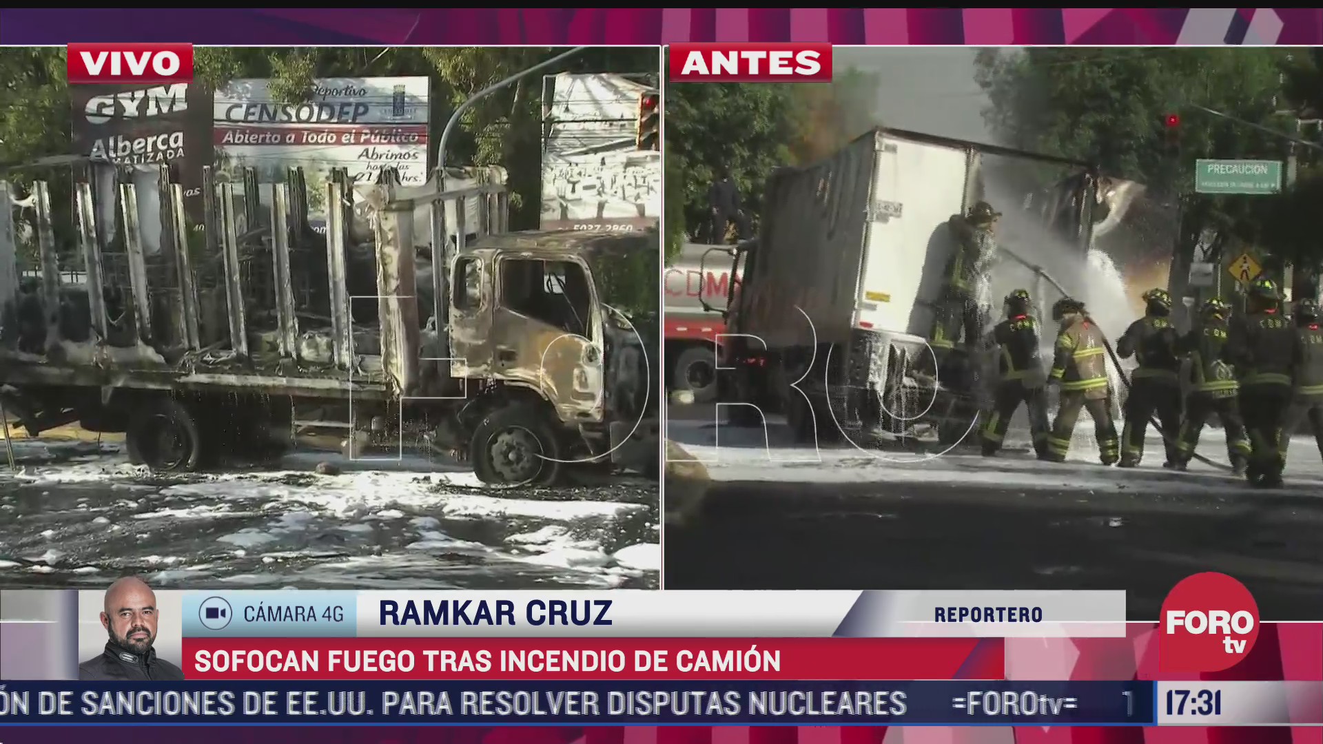 bomberos sofocan incendio en camion en la alcaldia coyoacan