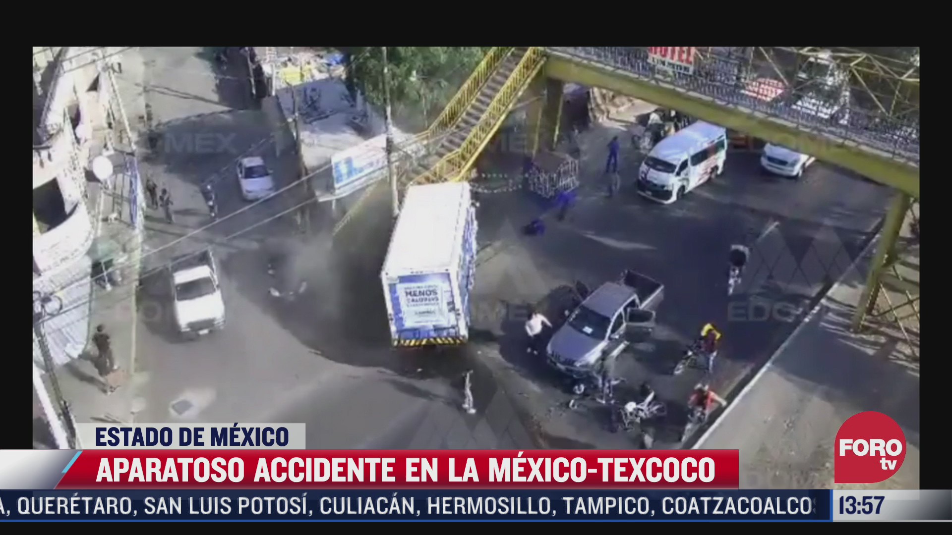 camion de carga se queda sin frenos en la carretera mexico texcoco
