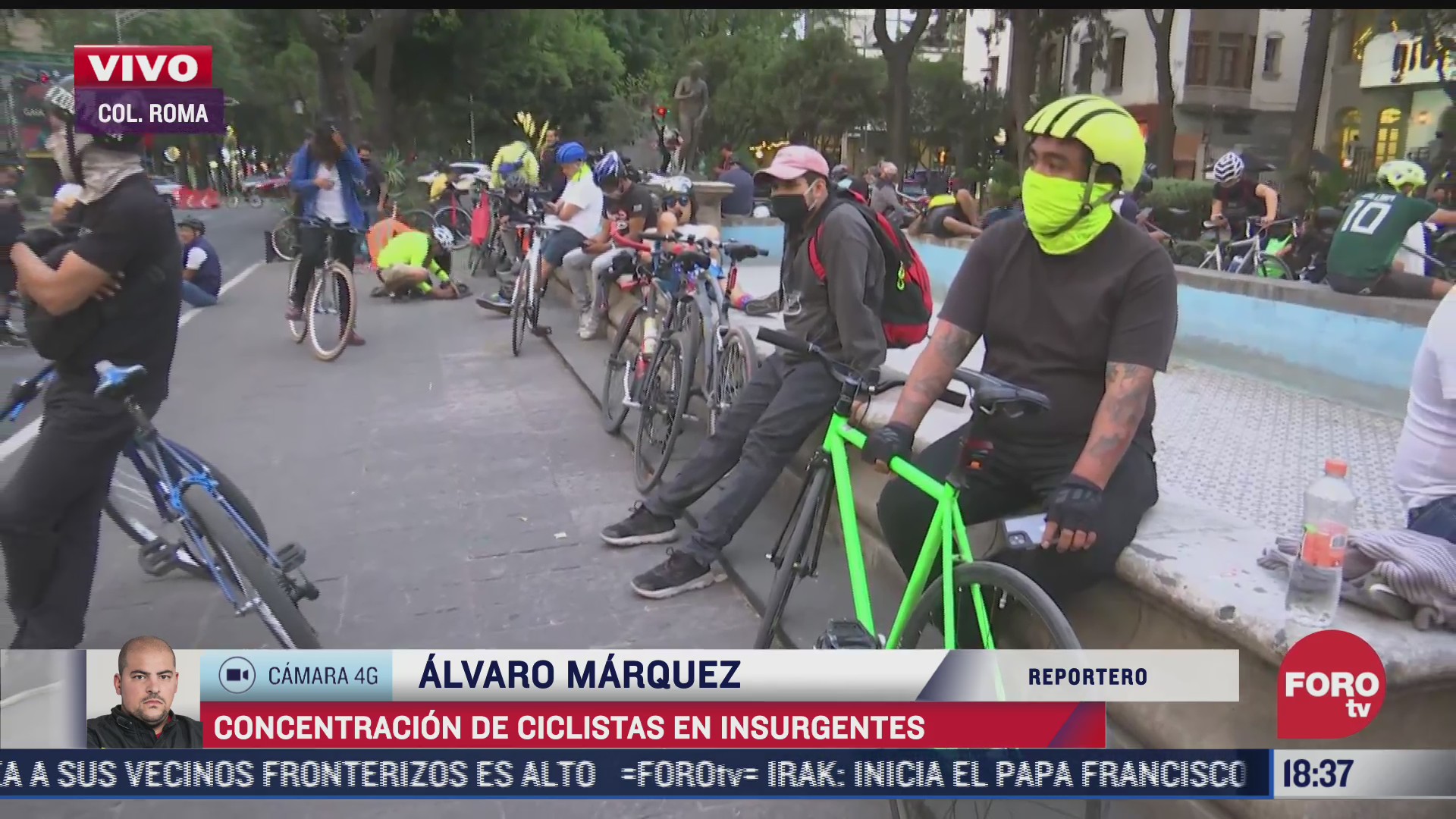 ciclistas se concentran en av de los insurgentes y alvaro obregon