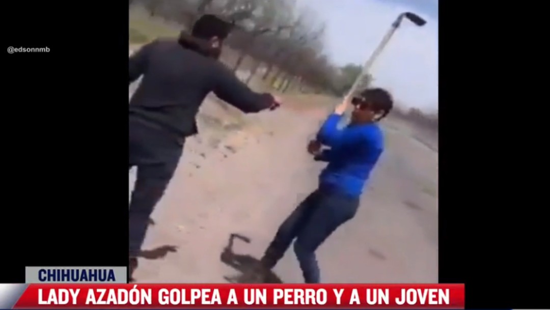 'Lady Azadón' golpea a un hombre y un perro en Chihuahua