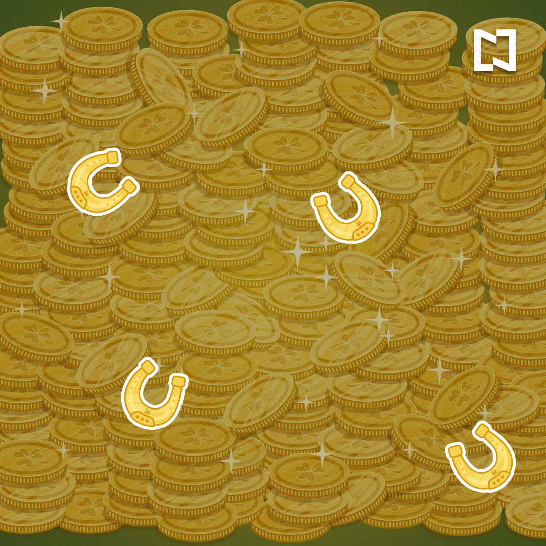reto visual herraduras entre monedas de oro