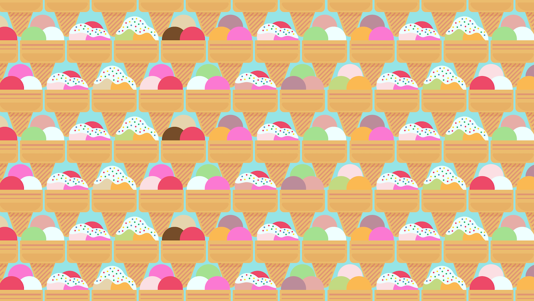 Encuentra las cerezas en los helados, ilustración
