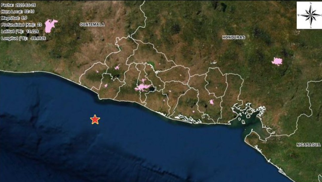 Sismo de magnitud 5.3 se registra en El Salvador