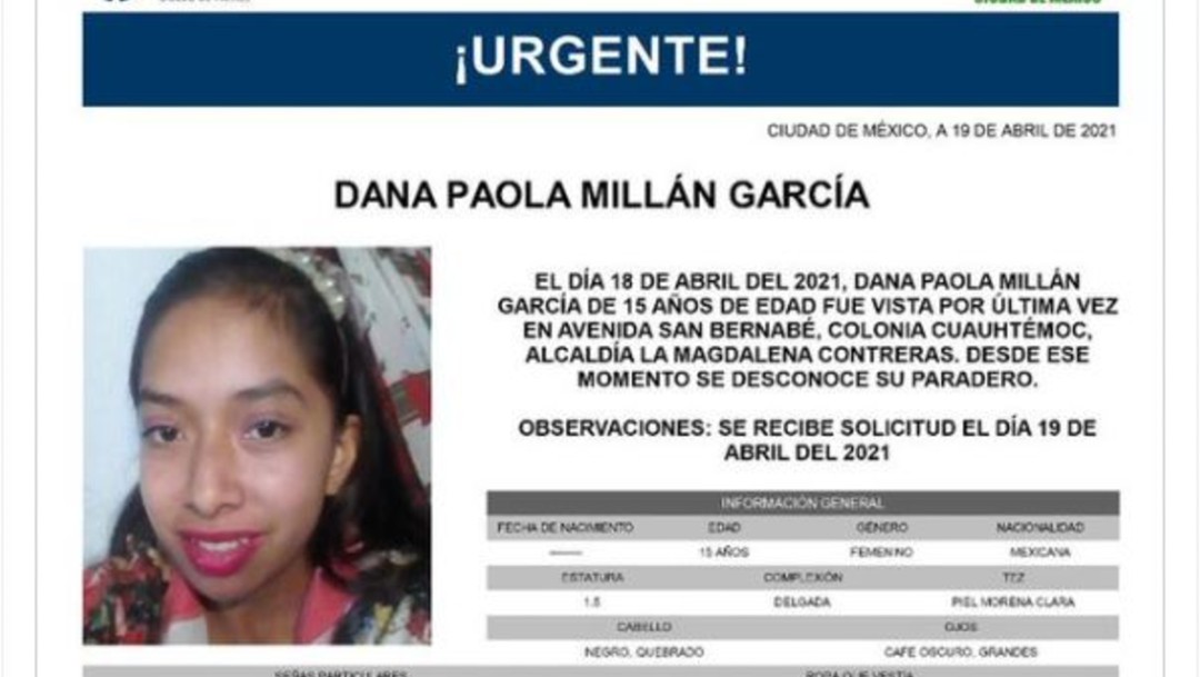 Activan Alerta Amber para Dana Paola Millán García