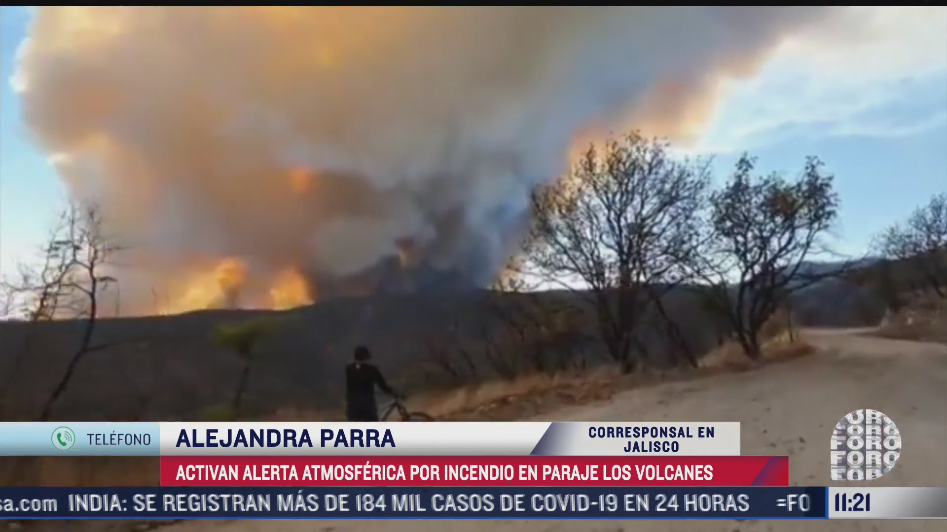 activan alerta atmosferica por incendio forestal en paraje los volcanes